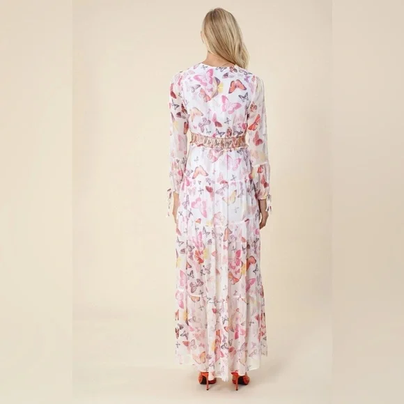 NWT Hale Bob Bluebell Maxi Dress Ivory Butterfly - Picture 2 of 10